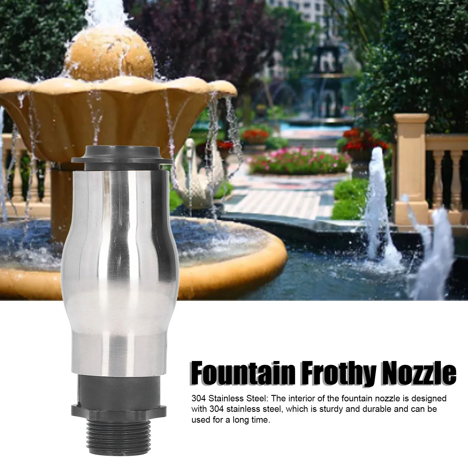 ZK30 G1 Male Thread Frothy Foam Jet Fountain Nozzle 304 Stainless Steel Water Spray Head for Garden Pond Lake