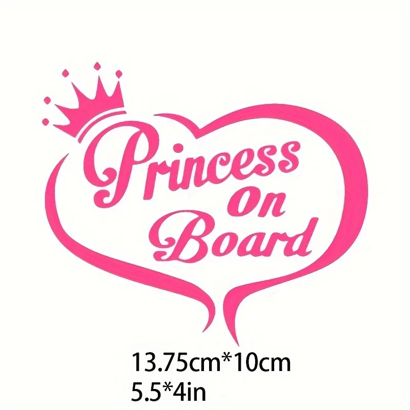 Enhance Your Vehicle'S Appeal with This Charming Vinyl Heart Sticker That Says 'Princess on Board'