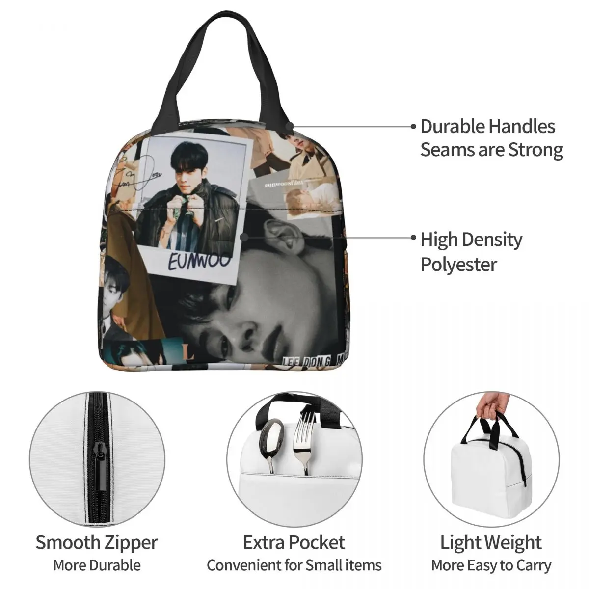 Cha Eunwoo True Beauty Series borsa termica portatile borsa termica riutilizzabile Lunch Box Tote College Picnic uomo donna