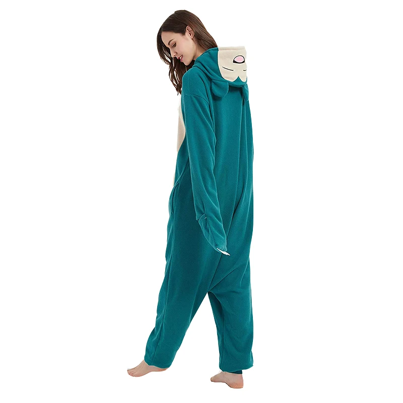 Snorlax Onesie Cosplay Kostüm Weihnachtspyjama Fleece Damen Einteiler Kigurumi Ganzkörper-Pijama Anime Ganzkörperanzug – Detail 4