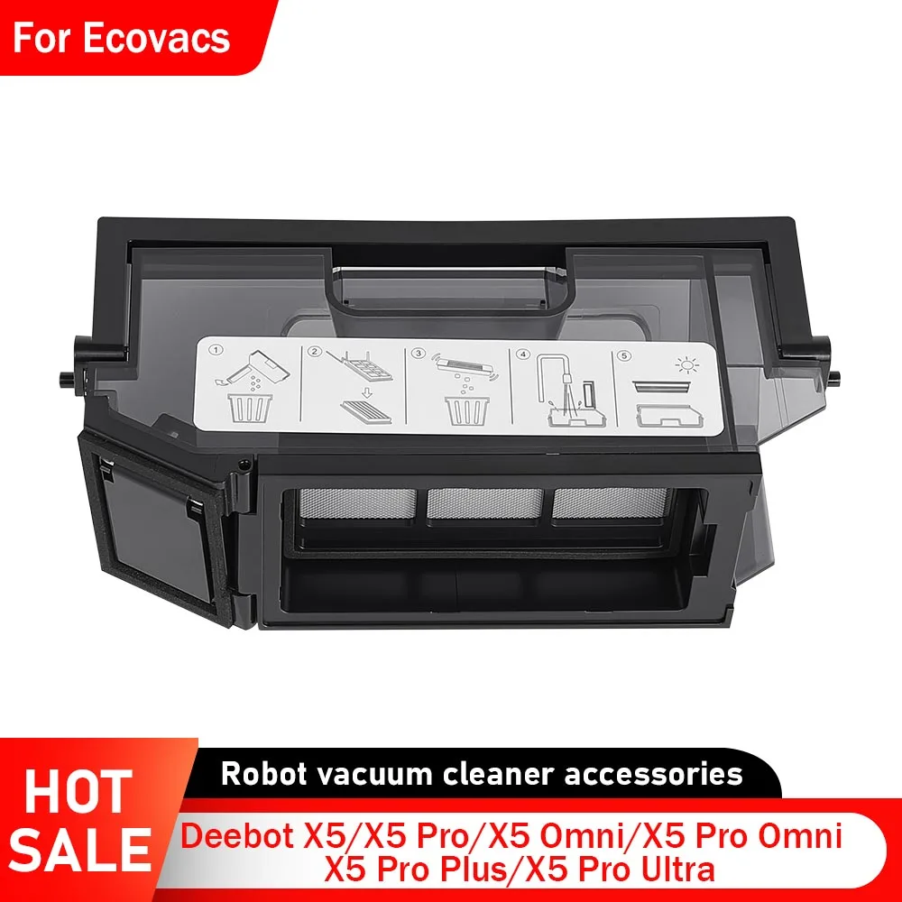 صندوق الغبار جزء صندوق جمع الغبار لـ Ecovacs Deebot X5/X5 Pro/X5 Omni/X5 Pro Omni/X5 Pro Plus/X5 Pro Ultra أجزاء المكنسة الكهربائية