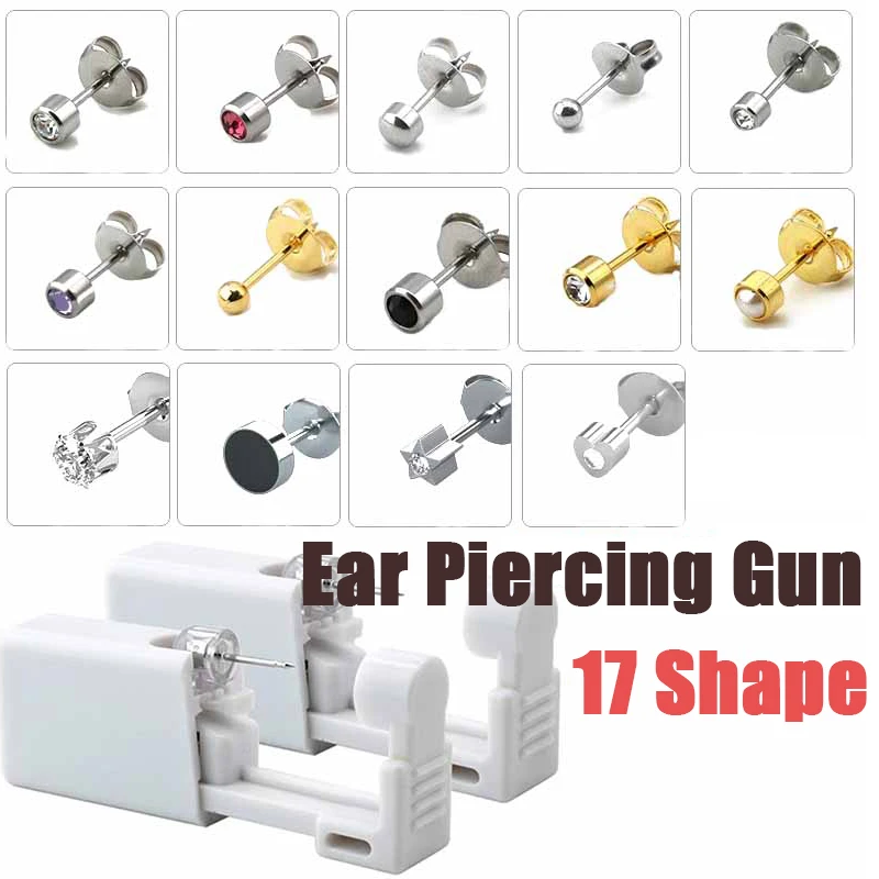 Ear Piercing Gun Kit Disposable Aseptic Portable Cartilage Tragus Helix Piercing Gun NO PAIN Piercer Tool Set Stud DIY Jewelry