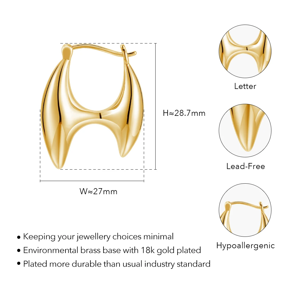 ENFASHION Aretes De Mujer H Shape Stud Earrings For Women's 18K Gold Plated In Earings Fashion Jewelry Travel Cocktail E241644