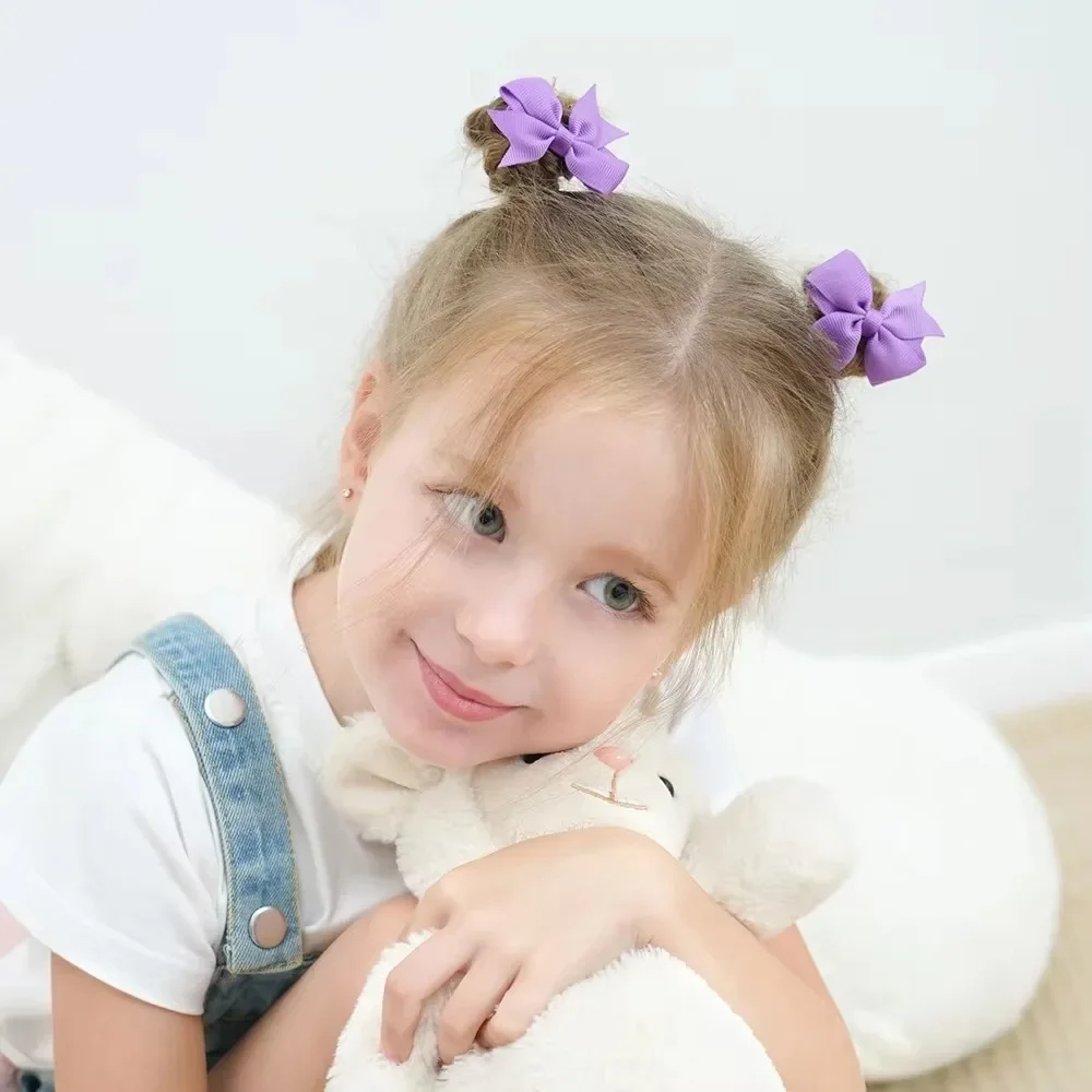 女の子のための手作りの弓のヘアクリップ,10個のヘアクリップのセット