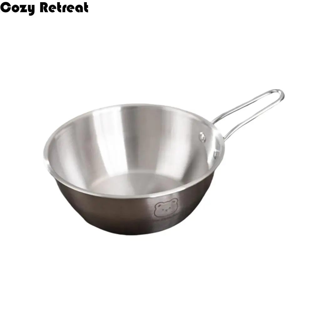 Cuenco de fideos coreano con diseño de oso multifuncional, cuenco de ensalada a prueba de golpes con doble mango/individual, cacerola de Paella de acero inoxidable 304 para Picnic