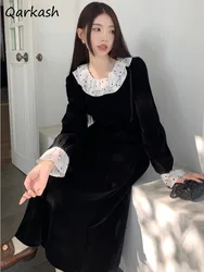 Dresses Women French Hepburn Style Temperament Ruffled All-match Fashion Chic Advanced Elegant High Waist Tender Aesthetic Daily