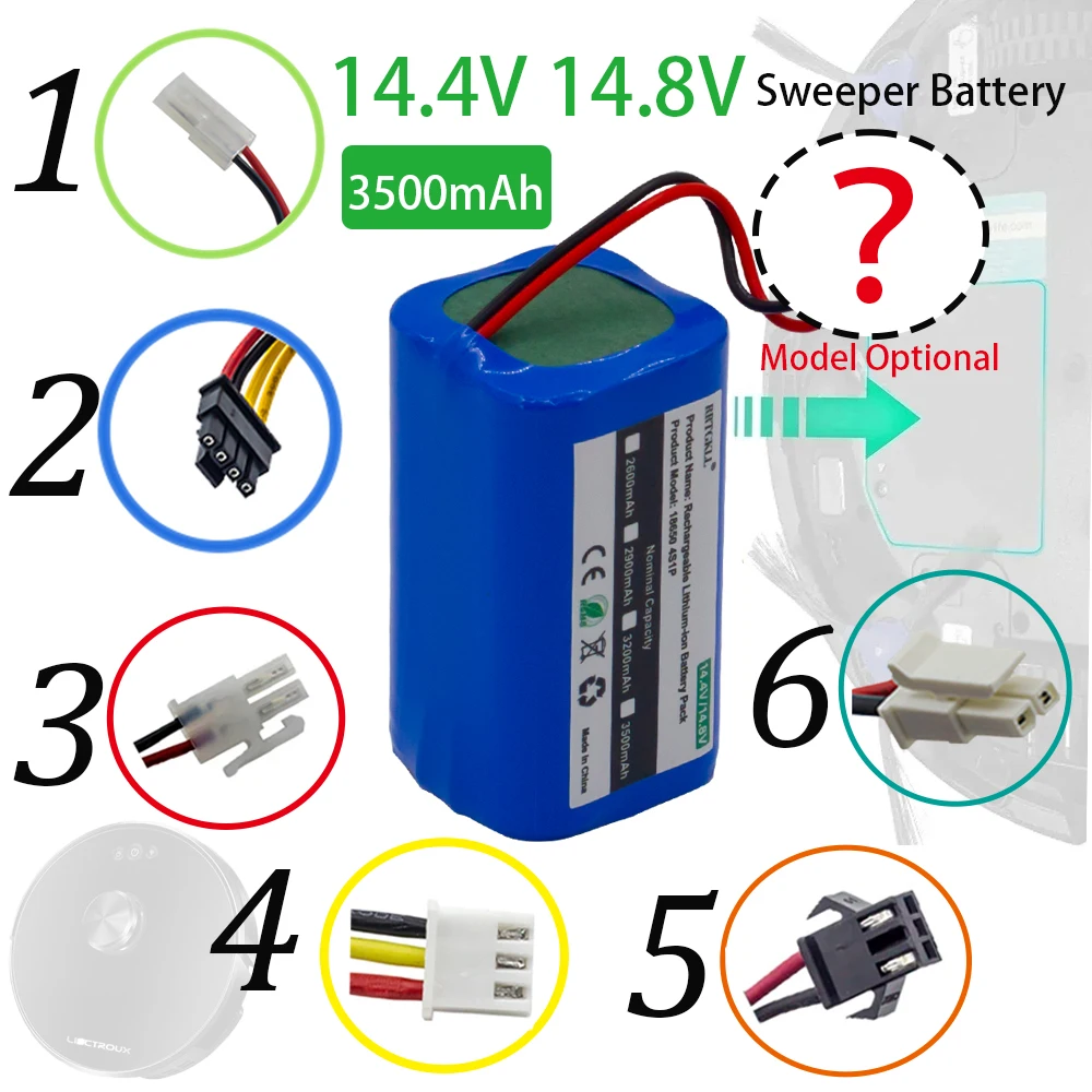 14.8V 3500mAh Rechargeable Battery for Sweeping Robot Xiaomi,iLife,Ecovacs,iBoto ,Chuwi,Polaris,Kitfort,Genio,Liectroux,Conga