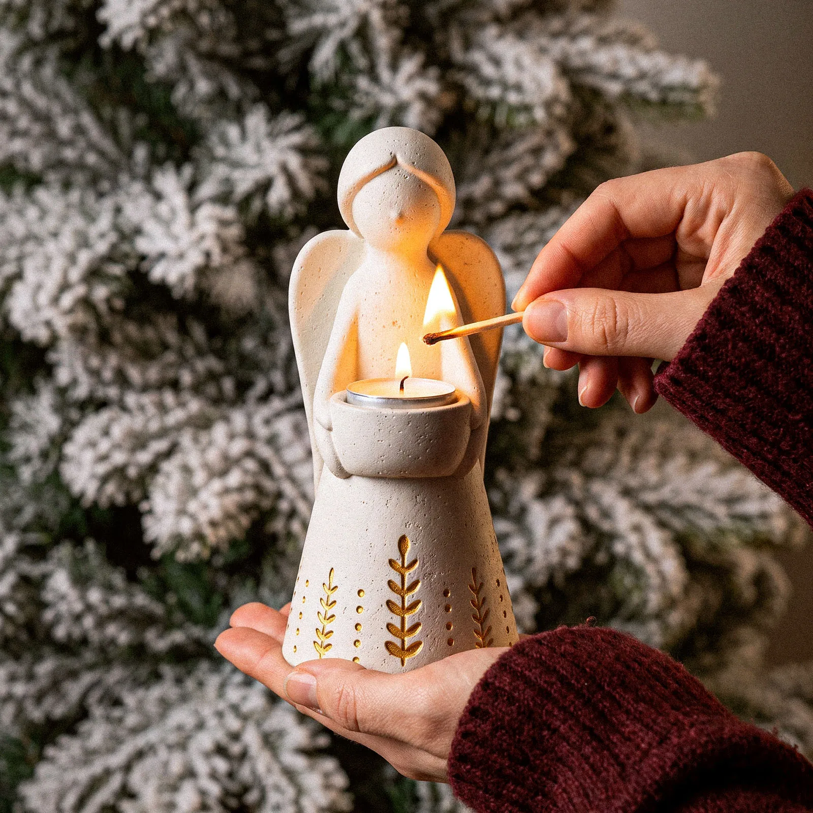 Azulmostaza x Boowan Nicole Angel of Light Tealight Holder Concrete Jesmonite Silicone Mold
