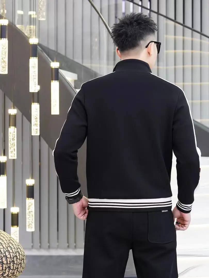 ファッショナブルなカジュアルメンズジャケット春秋冬トレンディなパッチワーク快適な多用途スタイリッシュなアウターウェアトップ