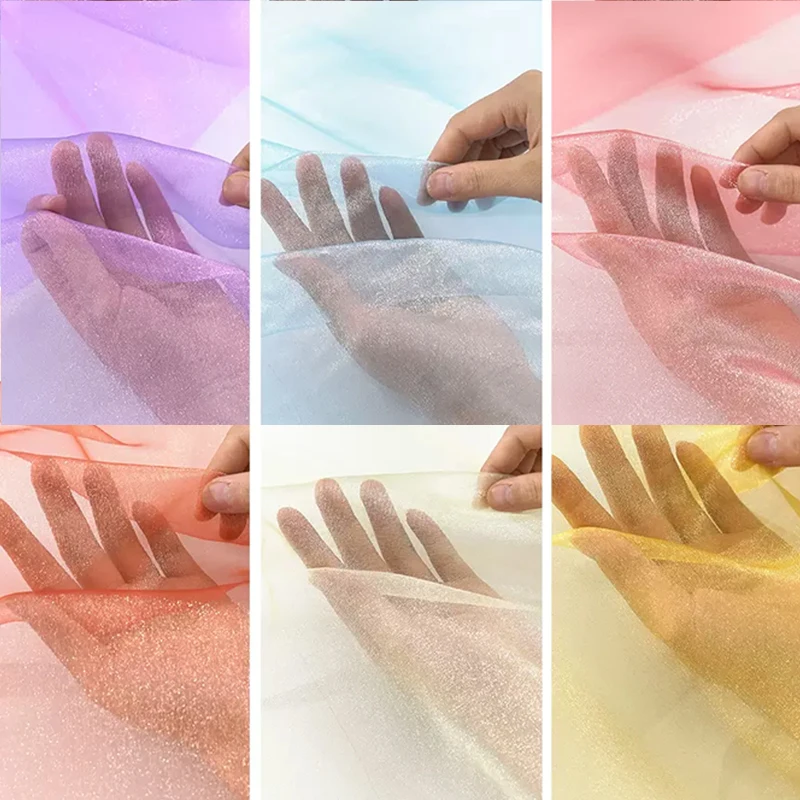 Encrypt Transparent Sparkling Phantom Organza Fabric For Wedding Decoration, Headbands, Stage Dresses, Handmade DIY Fabric