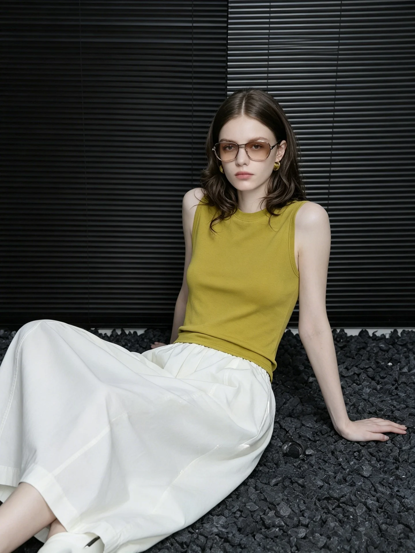 Huaappuw Casual High Waist Bloom Half Skirt Women's Pure Color Long Skirt Summer New Style Commute Simple Style Cotton Blend