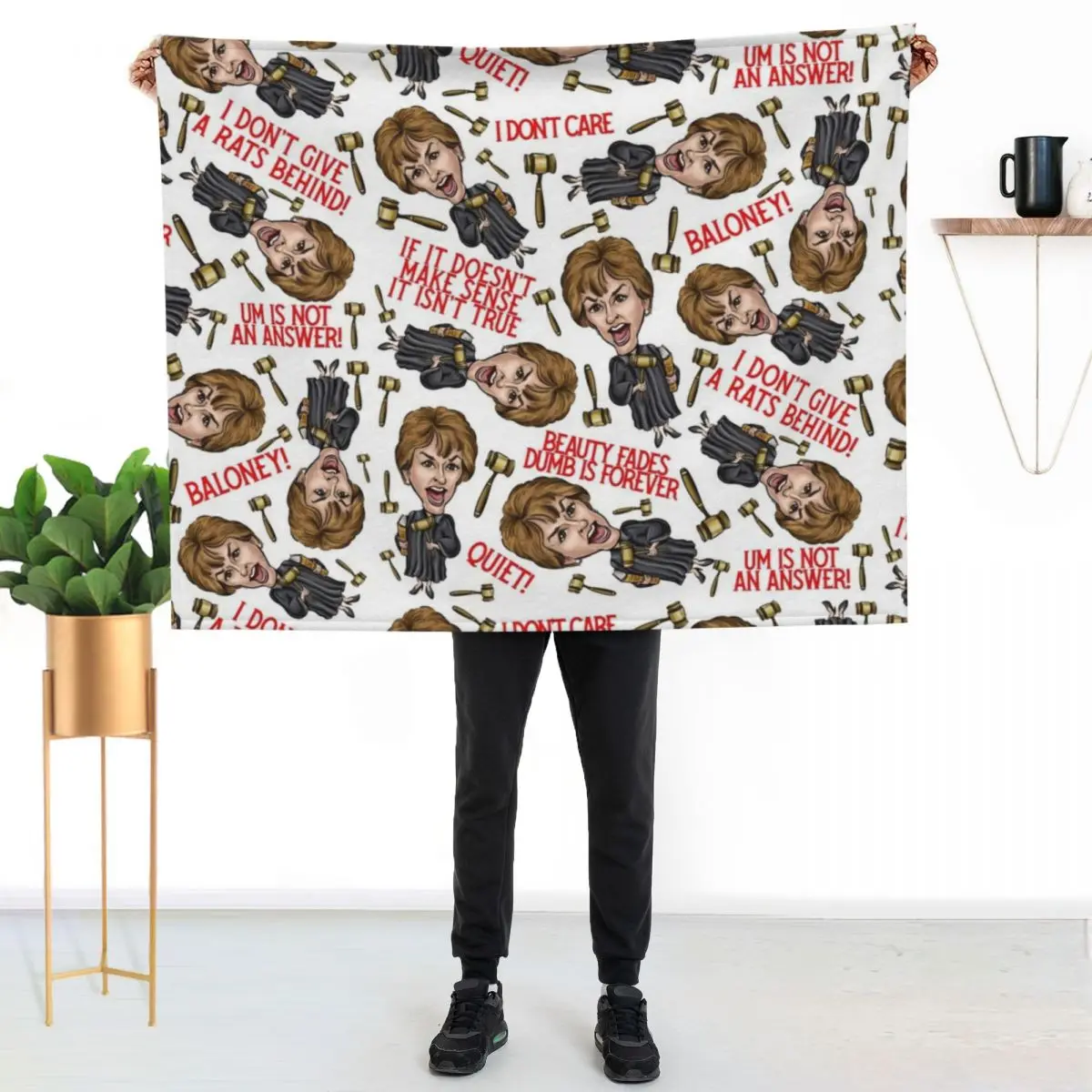 White Judge Judy Print Throw Blanket Blankets For Bed Personalized Gift Hair Camping Vintage wednesday Blankets