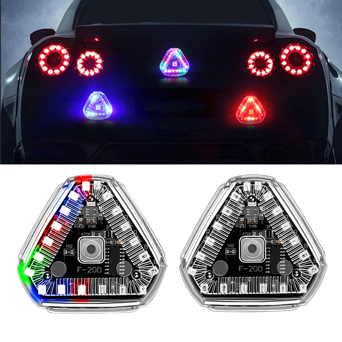 

1/2/4pcs Solar Power LED Strobe Warning Light Colorful Flashing Warning Siganl Lamp Wireless for Motorcycle Car Motorbike 350MAH