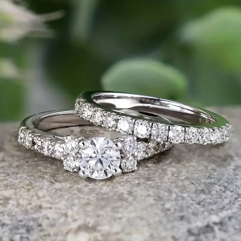 2026 Double Stackable Fashion Finger Rings Female Luxury Wedding Bands Jewelry Brilliant Zirconia Accessories for Engagement