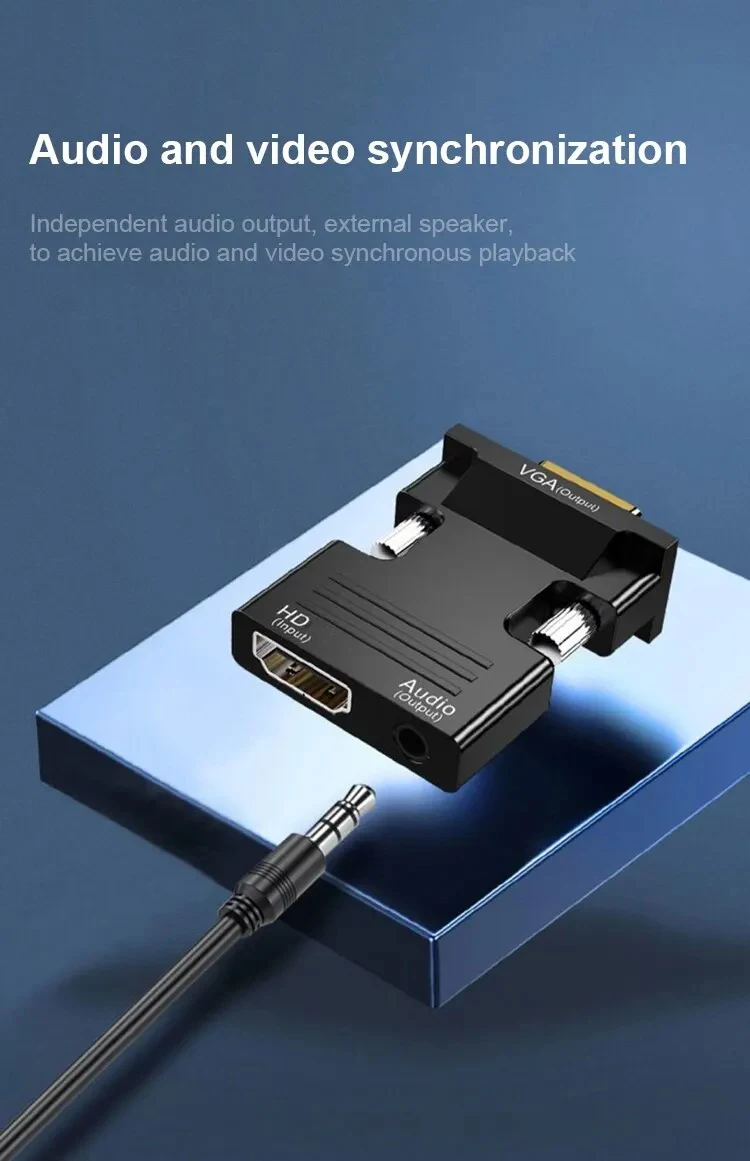 Buchse Auf Stecker HDMI-kompatibel zu VGA Konverter Adapter mit 3,5mm Audio Kabel für PS4 Monitor Projektor PC Laptop 1080P HD Zu V – Detail 8