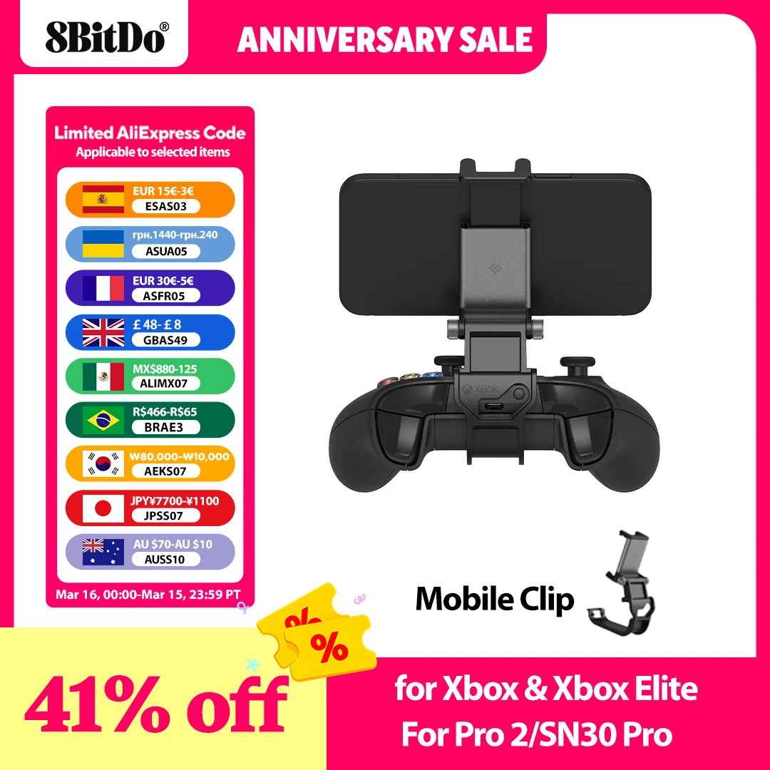 

Мобильный зажим 8BitDo для Xbox и Xbox Elite для Pro 2, SN30 Pro, Ultimate 2, держатель для контроллеров, подставка, аксессуары для беспроводного геймпада