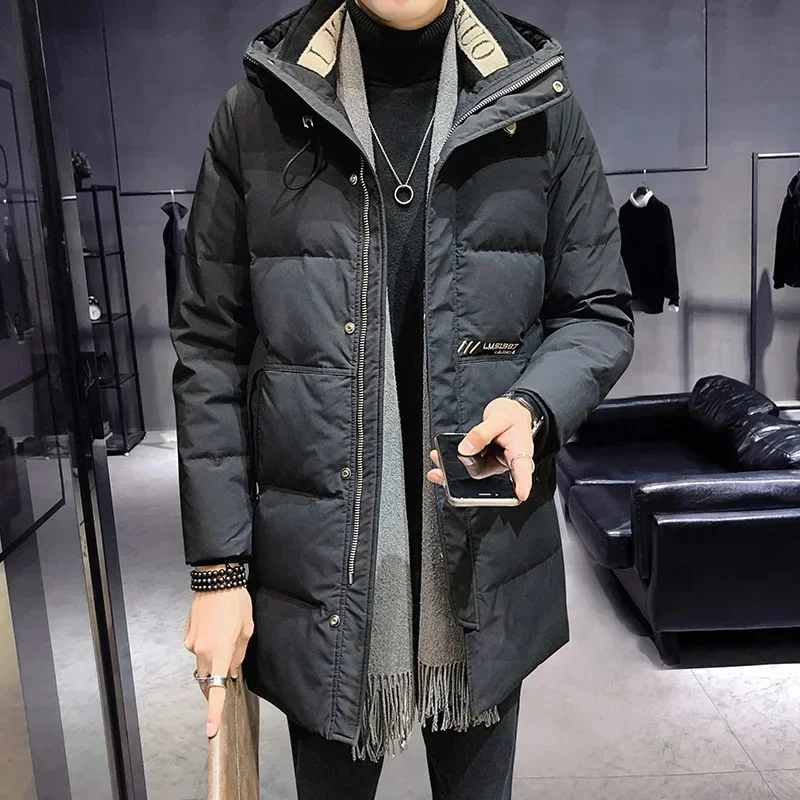 COZOK Hooded Padded Long Down Jacket Man Designer Male Winter Brand Duck Padding Men's Casual Sack Coat