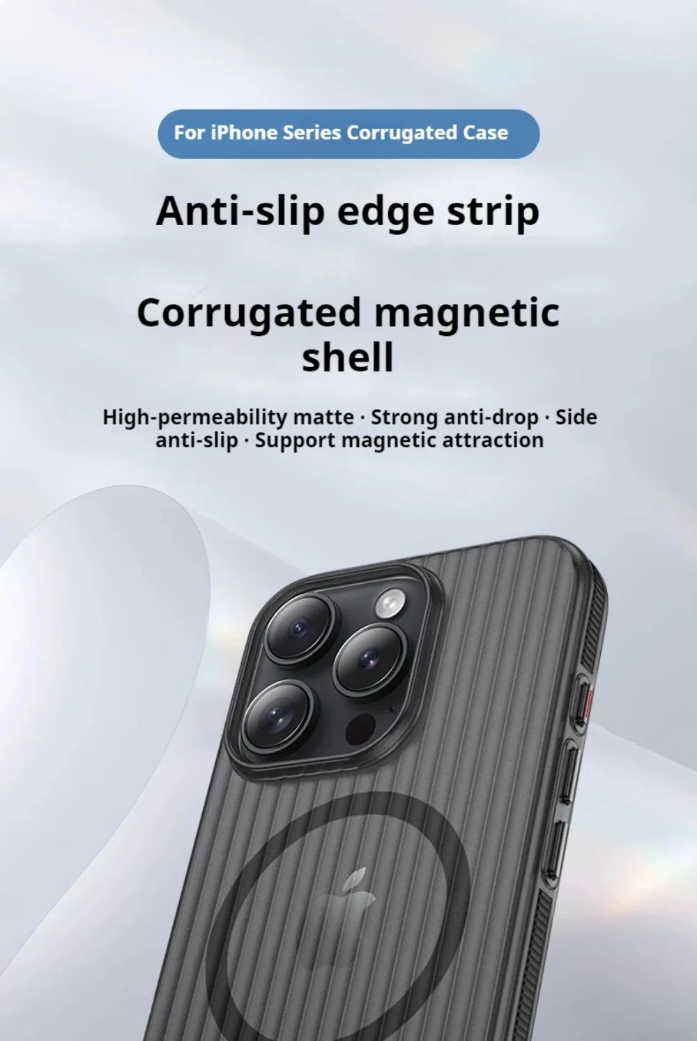 3D Corrugated For Magsafe Magnetic Phone Case For iPhone 18 17 Air 16 E 15 14 13 12 Pro Max Plus Non-slip Hard Matte Clear Cover