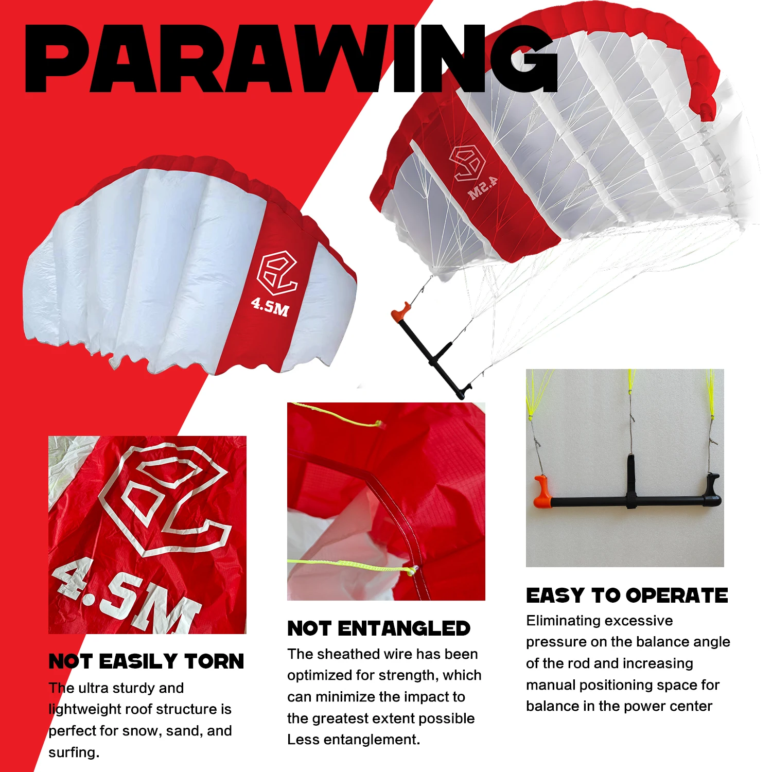 In Stock 4.5m²  Parawing Kites - Skateboard ulasan dan harga