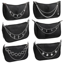 Multi-camada saco corrente bolsa pingente com fivela de lagosta personalidade saco decoração moda saco alça corrente ornamentos de metal