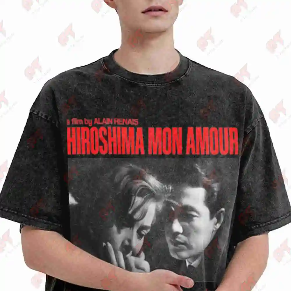 Hiroshima Mon Amour Marguerite Duras Alain Denais Nouvelle Vague Vintage Washed Tee Pure Cotton T-Shirt