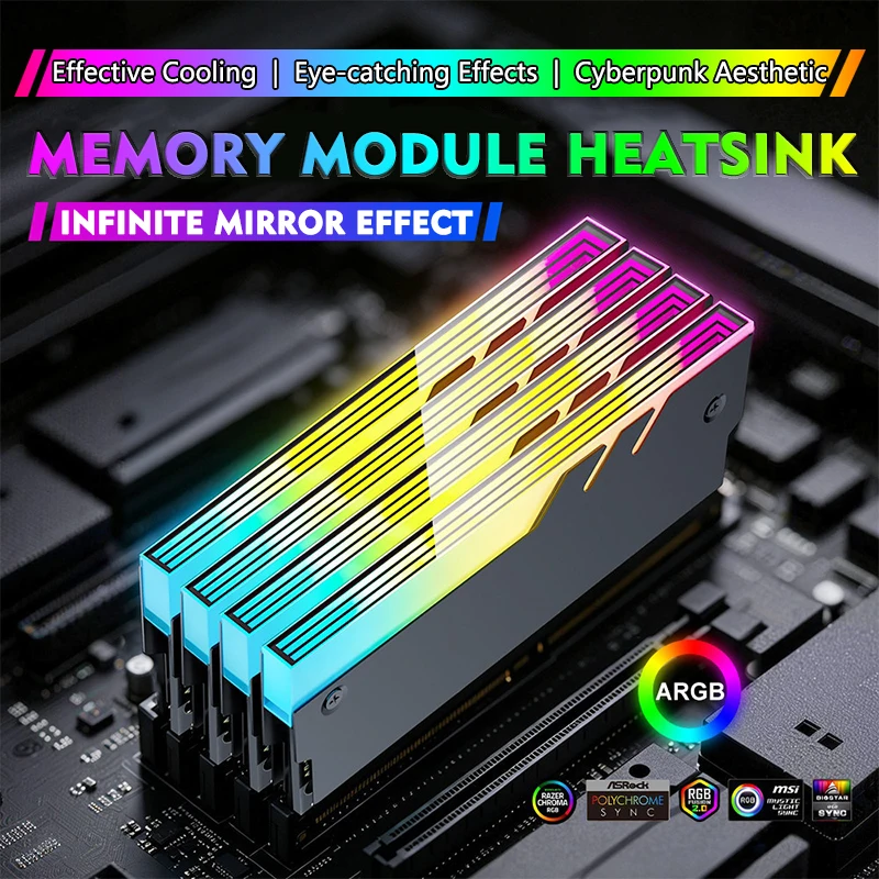

Jumpeak Computer DDR4 DDR5 5V ARGB Sync Memory Module Heatsink PC RGB Ram Cooler Cooling Shim Armor Shell Cover Radiator