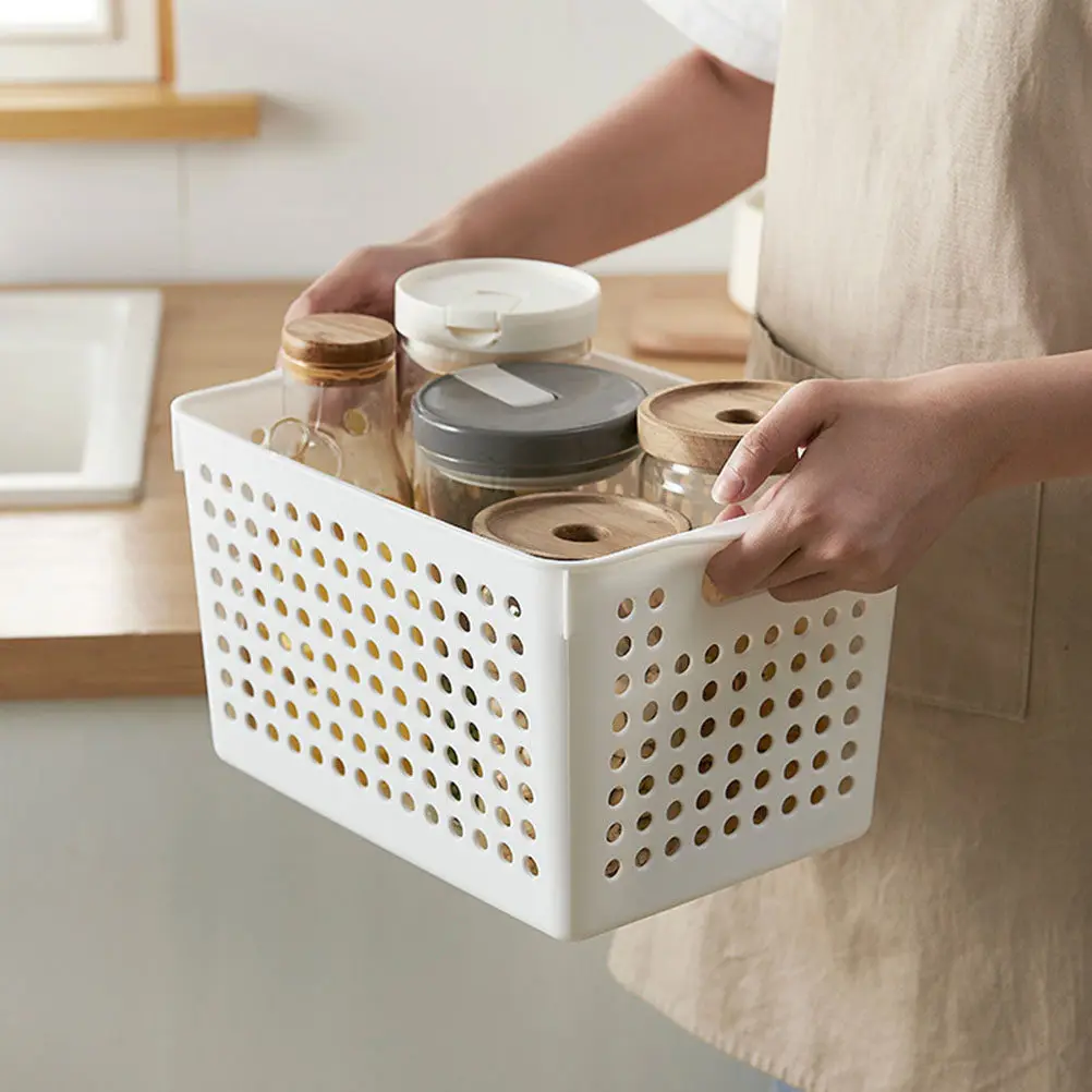 2pcs Snack File Storage Box Plastic Desktop Organizing Basket For Kitchen Cosmetics Sundries Organizer Household Supplies