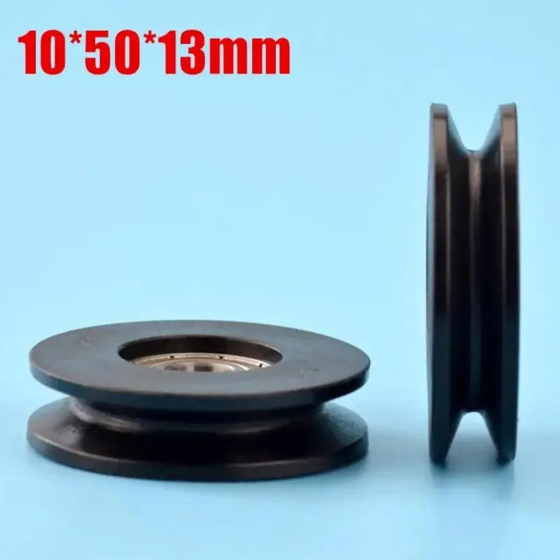 1Pc Nylon Wheel Pulley Wheel 10*50*13mm Roller U Grooved Wheel Wire Rope Over Line Lifting Pulley...