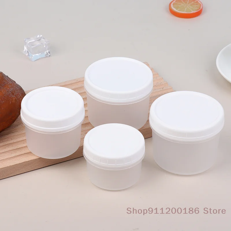 New~5Pcs Refillable Round Plastic Food Empty Jar With Lids Sealed Fresh Box Portable Ice Cream Yogurt Storage Freezer Containers