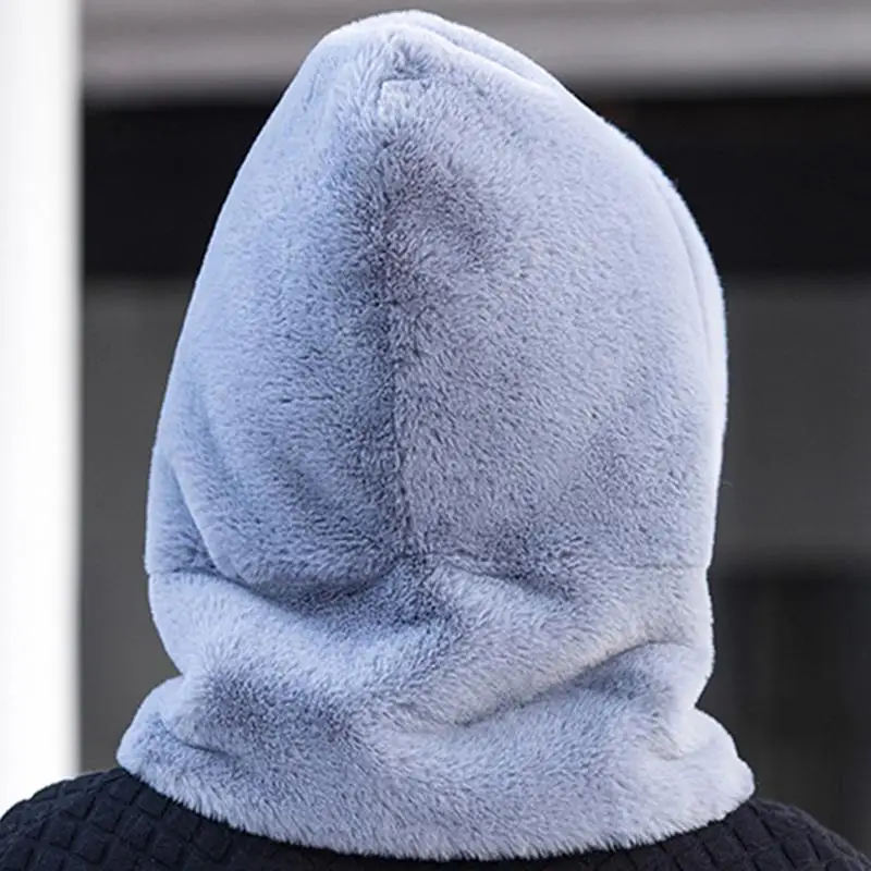 Hoodie Hat Warm Hat 2 In 1 Windproof Hooded Scarf Sherpa Hood Soft Plush Winter Scarf For Women Cold Weather