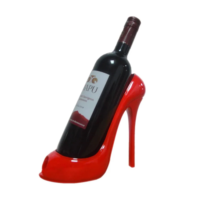 Wine Rack Sculpture Home Decor Wine Bottle Holder Resin Statues Decoration Living Room Bar Counter Pantry Table Red High Heel