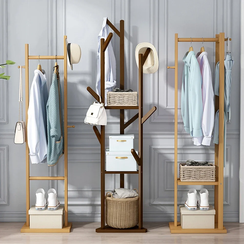 

Coat Racks All Solid Wood Floor Mounted Hanger Bold Hanging Rod Multi Function Simplicit Home Furniture