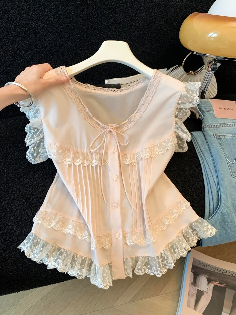 

Korean Style Sleeveless Doll Shirt Women's Fashion Floral Design Summer New Trendy Design Sensation Anti-Aging Top