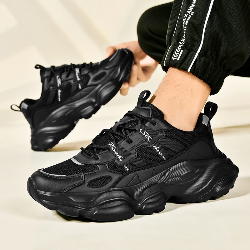 

Tarani Men's Trend Casual Sports Shoes Basketball Student Breathable Mesh Comfortable Athletic Shoes for Walking Commute - Black