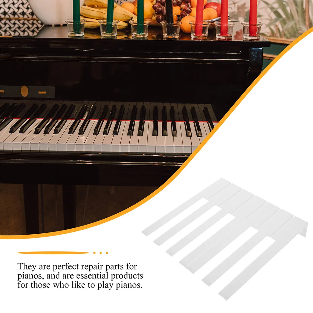 

52pcs Piano White Acrylic Material Durable Repair Tops Matte Keyboard Full Set Piano Keytops Replace Parts Accessories