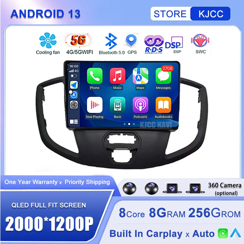 

Android 13 For Ford TRANSIT 2015 2016 2017 2018 Car Radio Auto DSP Carplay 4G WIFI GPS Navigation Player Multimedia No 2DIN DVD