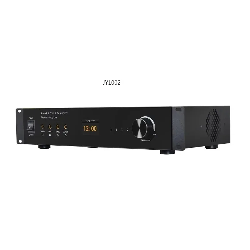 4 Zone Network Audio Amplifier 50W X 16 Channel with BT5.0 HDMI Coaxial Optical USB Subwoofer Support for Wireless Mic Broadcast