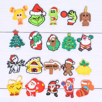 Enkele verkoop Kerstserie Kerstboom Schoenbedels Accessoires Decoraties PVC Klassieke klompgesp voor kinderfeest Kerstcadeaus