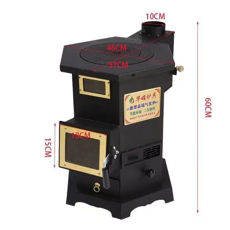 Chimeneas Smokeless Indoor Heating Stove Multifunctional Cast Iron Firewood Coal Dual use Gasification Furnace for Rural