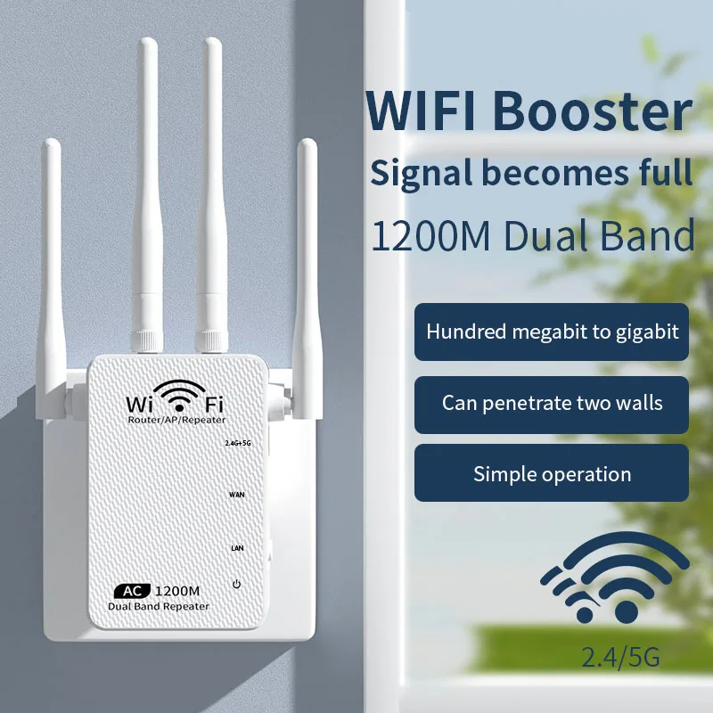 WiFi signal booster amplifier extender supports WiFi 6 repeaters 3000+square feet, 5GHz/2.4GHz,high-speed signal boosters