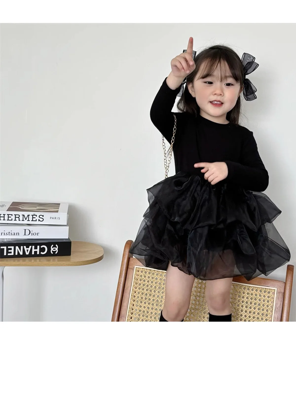 Frühling Herbst Langarm Prinzessinnenkleid für Mädchen, Schülerinnen-Tüllkleid, Leichtes, Bequemes Kinder-Freizeitkleid – Detail 10