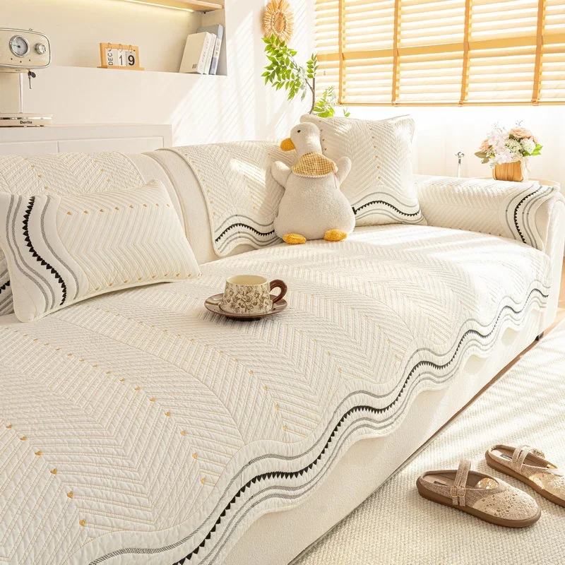 1pc Nordic Solid Color Cotton Sofa Seat Cover Soft Sofa Towel Mat Non-slip Pets Kids Corner Couch Slipcovers Funda Sofá 쇼파패드