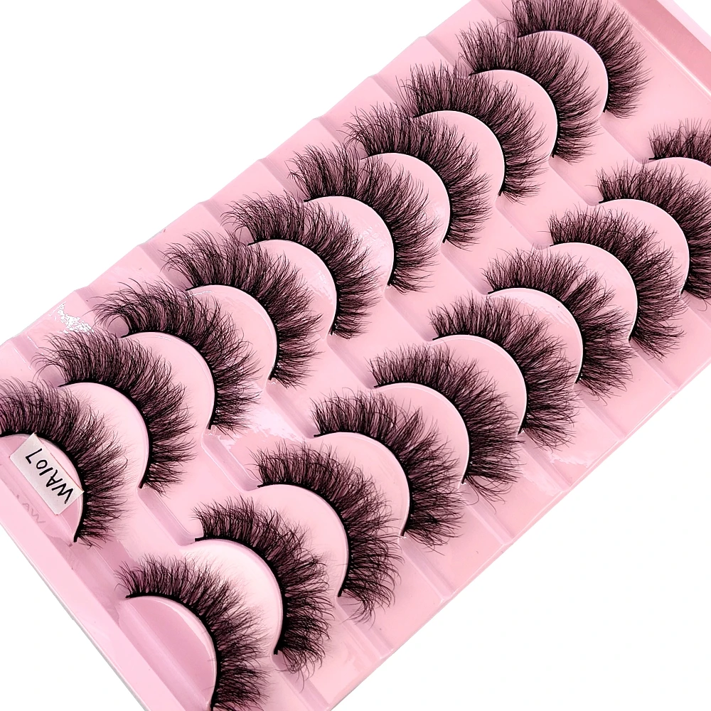 HBZGTLAD 3D Faux Mink False Eyelashes Fluffy Mink eye Lashes Cat-Eye Natural Look Wispy 8D Volume Fake Eyelashes 10 Pairs Pack