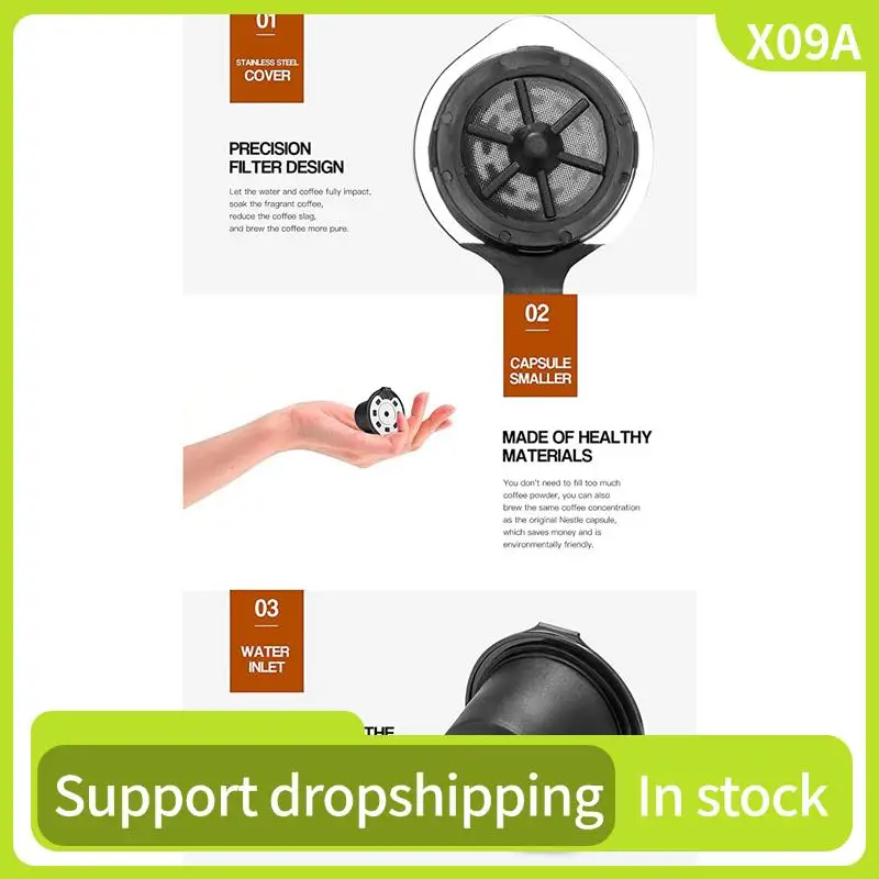 

X09A 10 Pcs Coffee Filters For Nespresso Stainless Steel Mech Refillable Coffee Capsule Pod Dripper Basket Cup Cafeteira