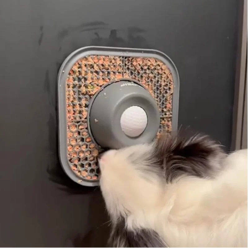 Slow Feeder Pet Licking Bowl with Suction Cup Licking Pad Feed Scraper Round Ball Rolling Design for Wet Food Dog Cat Home Use