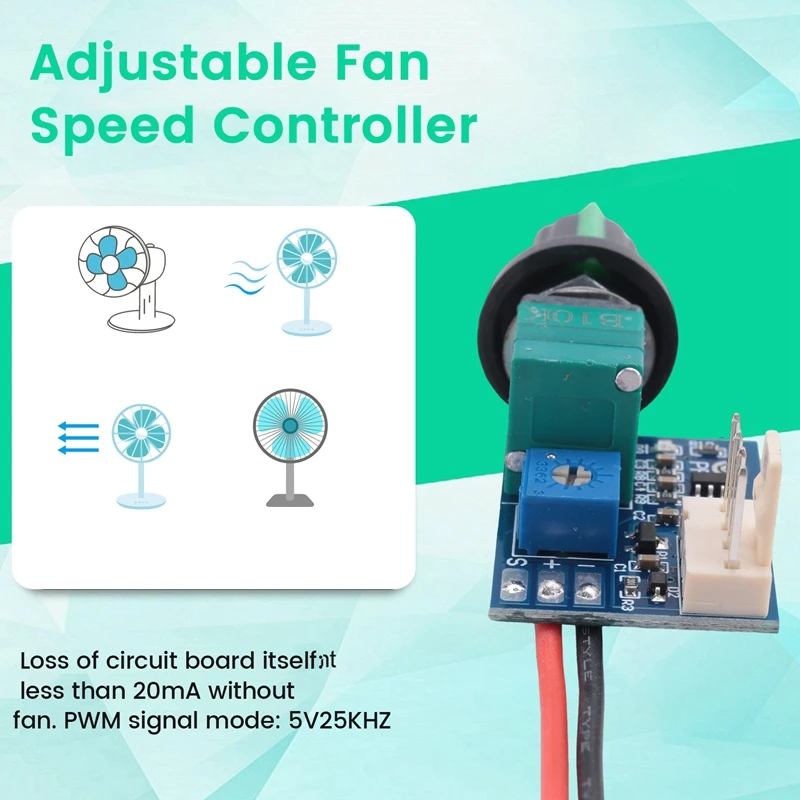 1 PCS PWM Fan Speed Controller 0%-100% Plastic+Metal With Knob Switch 4 Wire Fan Speed Governor Noise Reduction