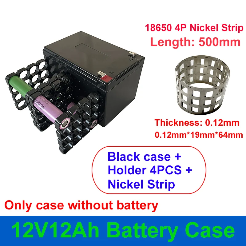 12V 12Ah Storage Box 12V12Ah Battery Case 18650 4x4 Holder 4P Nickel Strip For DIY 12.8V 12Ah NCM LiFePO4 Energy Storage Battery