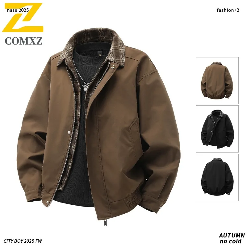 

COMXZ 2025 New Retro Jacket Men Windproof Streetwear Mountaineering Coat Spring Autumn Jacket Coat sport lightweight windbreaker