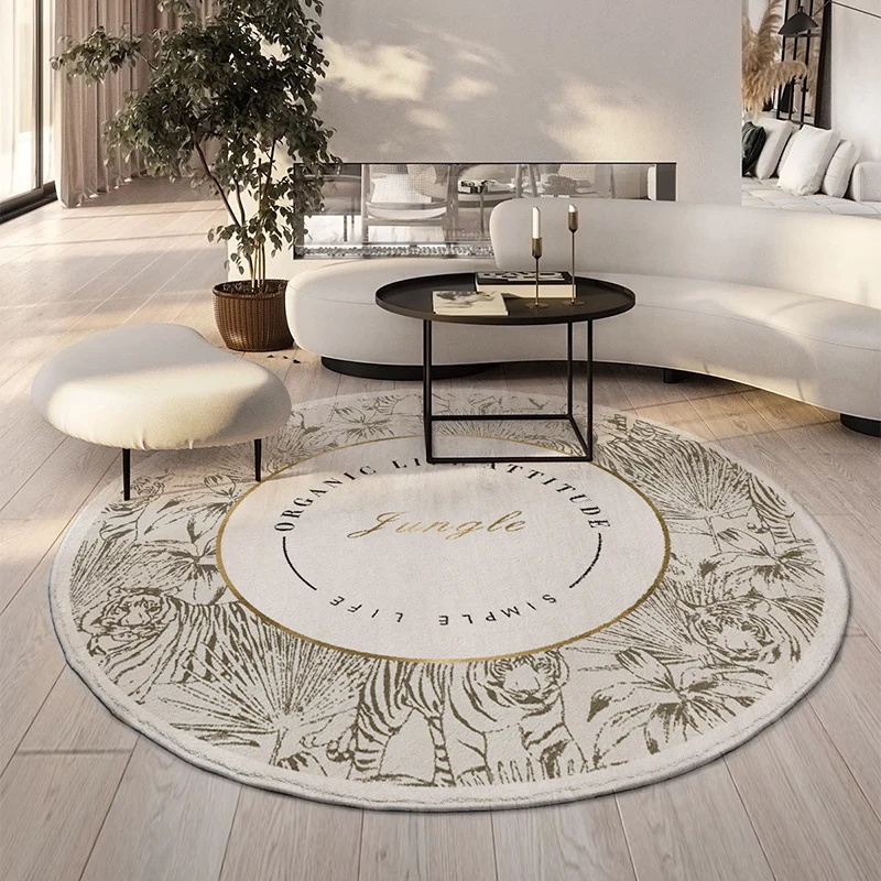 French Retro Living Room Decoration Carpet Round Plush Rugs for Bedroom Home Fluffy Soft Floor Mat Large Area Carpets Lounge Rug