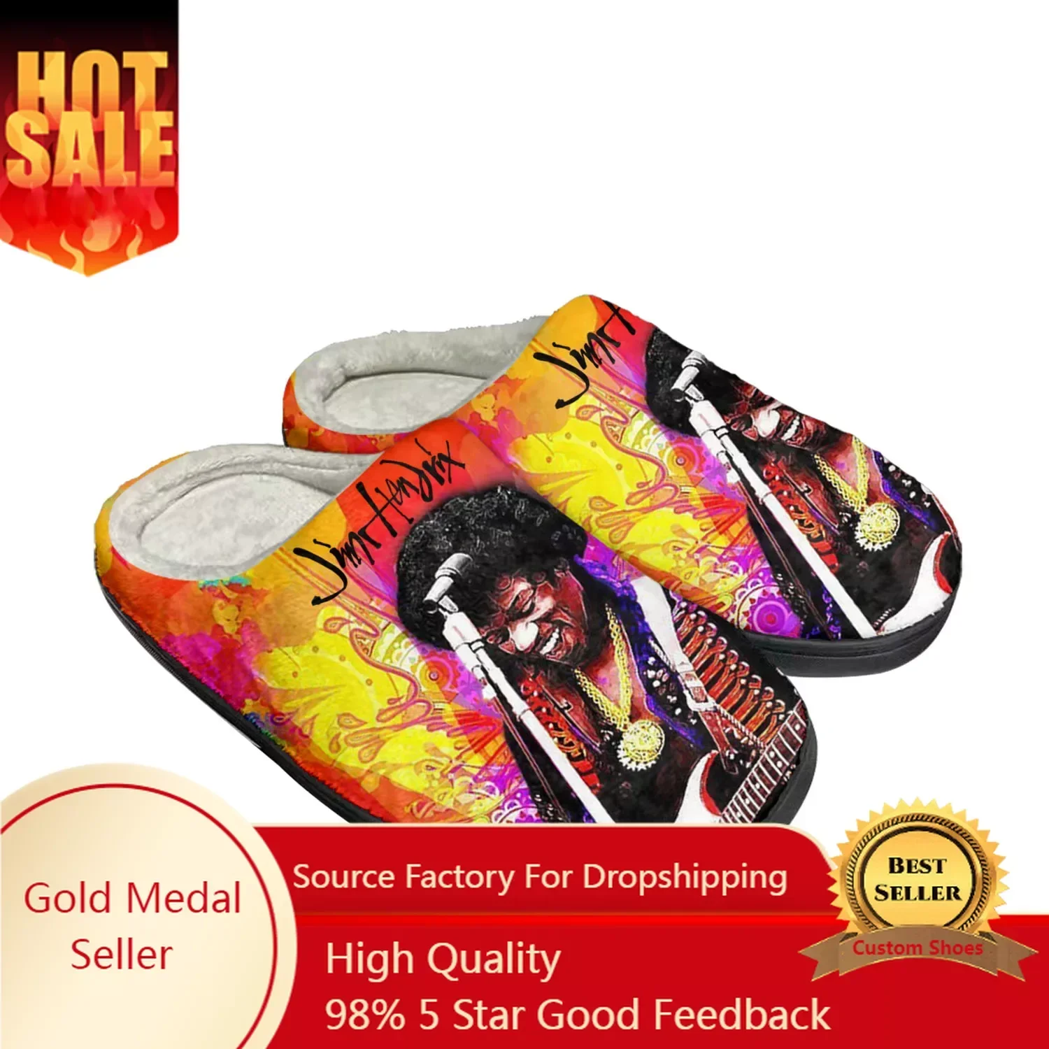 

J-Jimi Guitarist Pop Home Cotton Custom Slippers Men Women Sandals Plush Bedroom H-Hendrix Casual Keep Warm Shoe Thermal Slipper